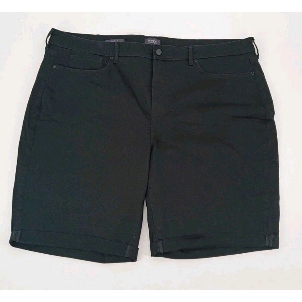 NYDJ Briella Lift Tuck Black Bermuda Shorts Plus Size 24W Stretch Tummy Control